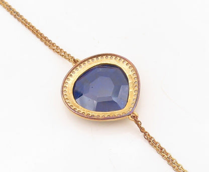 925 Sterling Silver Vintage Bracelet Gold Plated Gemstone & Diamonds BT10724