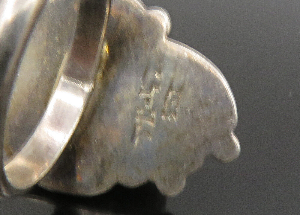MEXICO 925 Silver  Vintage Cabochon Turquoise Swirl Band Ring Sz 7  RG22832