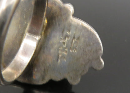 MEXICO 925 Silver  Vintage Cabochon Turquoise Swirl Band Ring Sz 7  RG22832