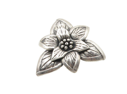 G.R.A.S. 925 Sterling Silver  Vintage Shiny Flower Motif Brooch Pin  BP7035