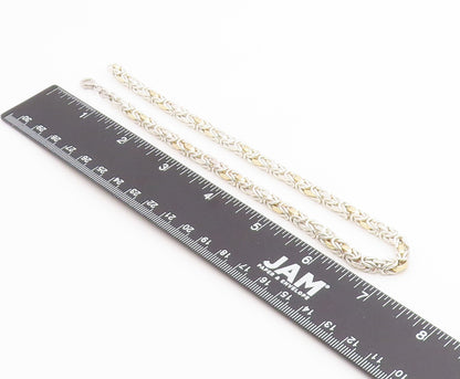 925 Sterling Silver Vintage Necklace Modernist Two Tone Byzantine Link  NE4884