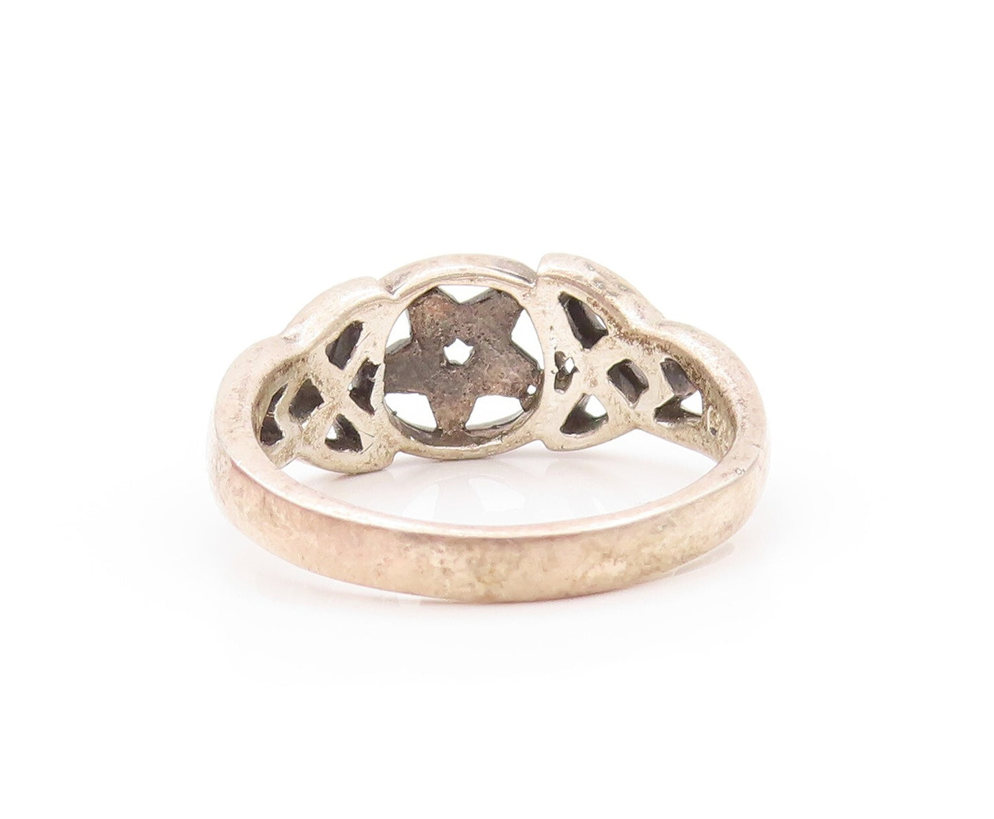 925 Sterling Silver Vintage Ring Dark Tone Celtic Star Cutout  SZ 8.5  RG32155