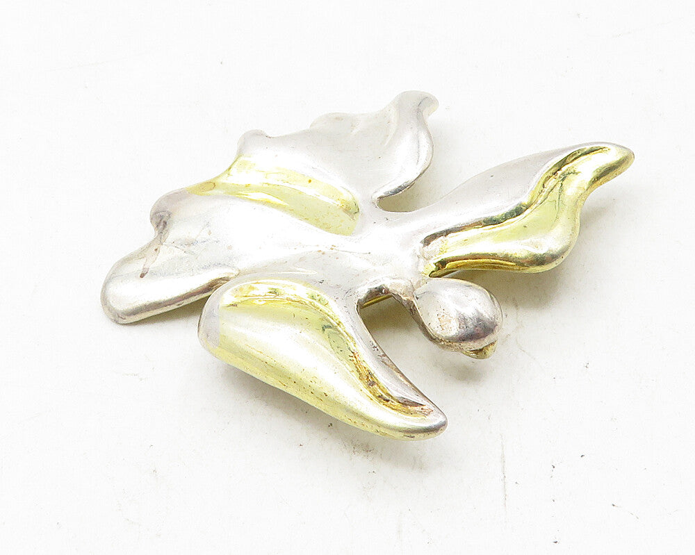 W&S SORENSEN 925 Silver  Vintage Shiny Two Tone Angel Motif Brooch Pin  BP4143