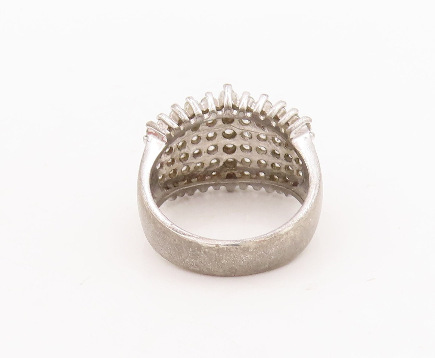 925 Sterling Silver Vintage Ring Broad Band Round CZ Inlay  Sz 7  RG29113