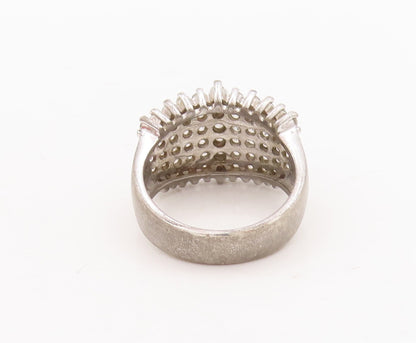 925 Sterling Silver Vintage Ring Broad Band Round CZ Inlay  Sz 7  RG29113