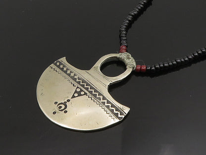 925 Sterling Silver  Vintage Dotted Etched Abstract Beaded Necklace  NE3853