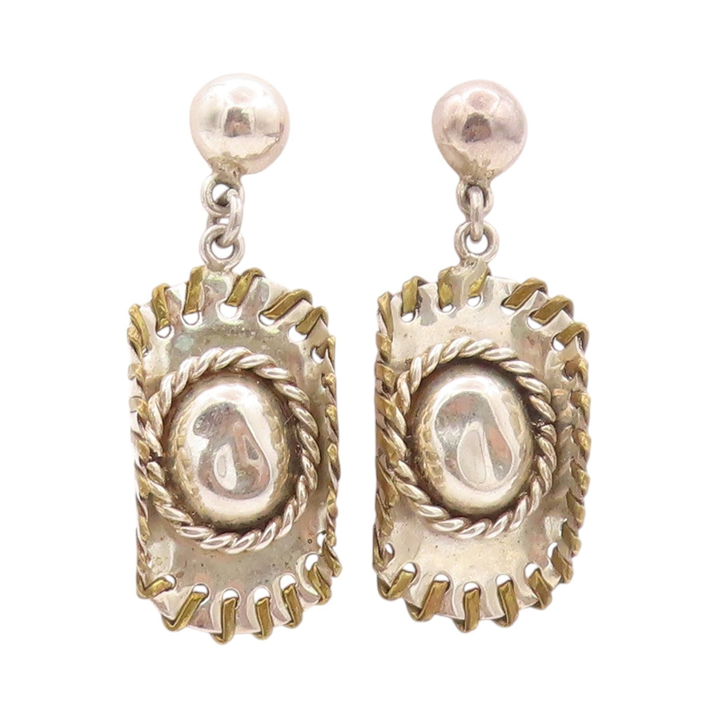 925 Sterling Silver Vintage Earrings MEXICO Dangling Cutout Cowboy Hat  EG13624