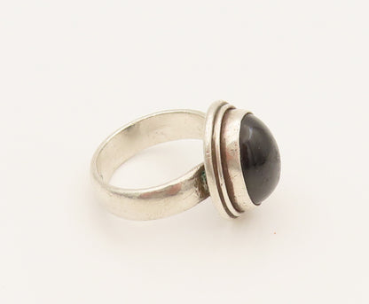 925 Sterling Silver  Vintage Minimalist Cabochon Black Onyx Ring Sz 9  RG26294
