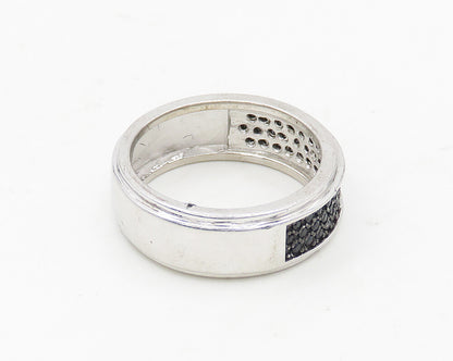 925 Sterling Silver  Vintage Black Hematite Shiny Band Ring Sz 6  RG18457