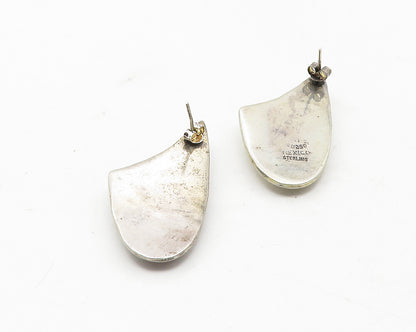 MEXICO 925 Sterling Silver  Vintage Hollow Modernist Drop Earrings  EG6311