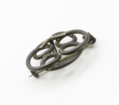 925 Sterling Silver  Vintage Antique Pretzel Swirl Oxidized Brooch Pin  BP6106