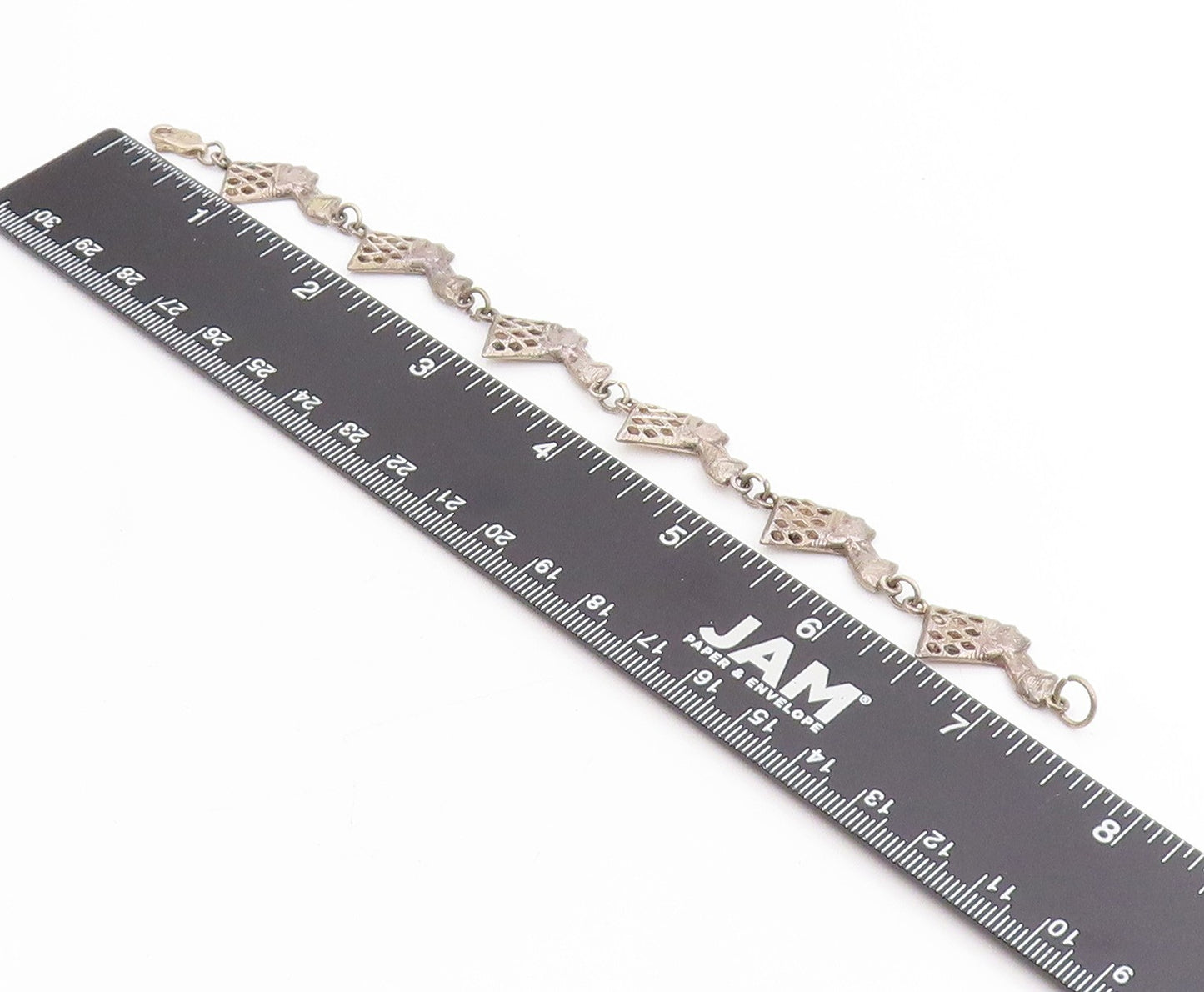925 Sterling Silver Vintage Bracelet Egyptian Queen Nefertiti Head Link  BT11482