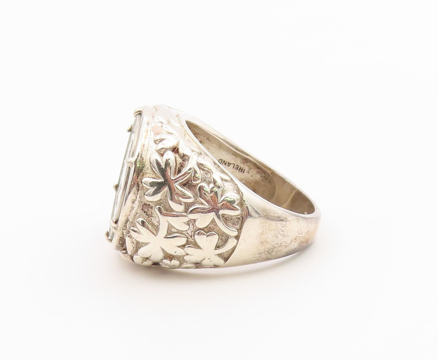 925 Sterling Silver Vintage Ring IRELAND 1966 Eire Hare Coin  Sz 10  RG36469