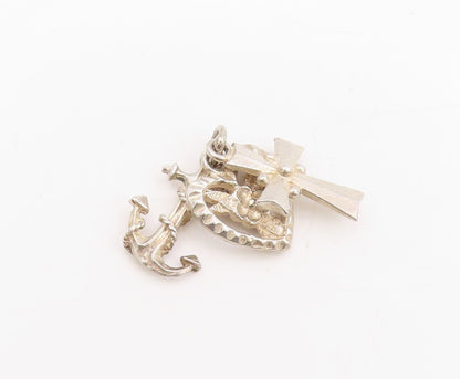 925 Sterling Silver Vintage Pendant Faith Hope Charity Nautical Charm  PT25376