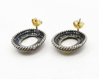 925 Sterling Silver  Vintage Mother Of Pearl Rope Twist Drop Earrings  EG5924