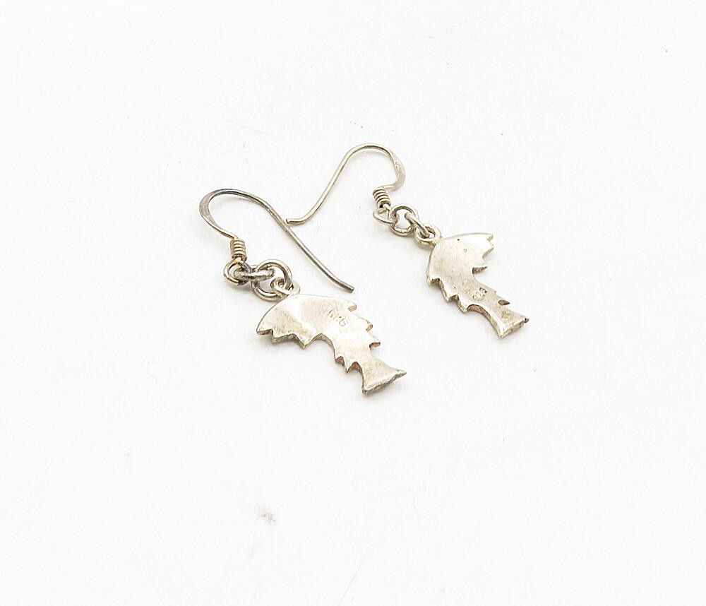 925 Sterling Silver  Vintage Petite Patterned Fish Dangle Earrings  EG4890