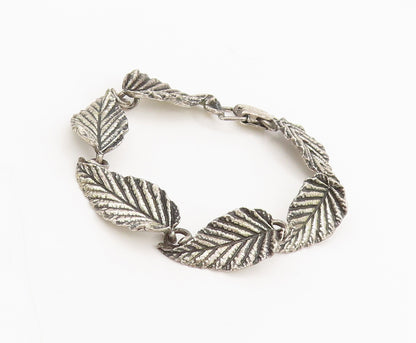 NAPIER 925 Silver  Vintage Antique Leaf Stancil Cut Link Bracelet  BT9957