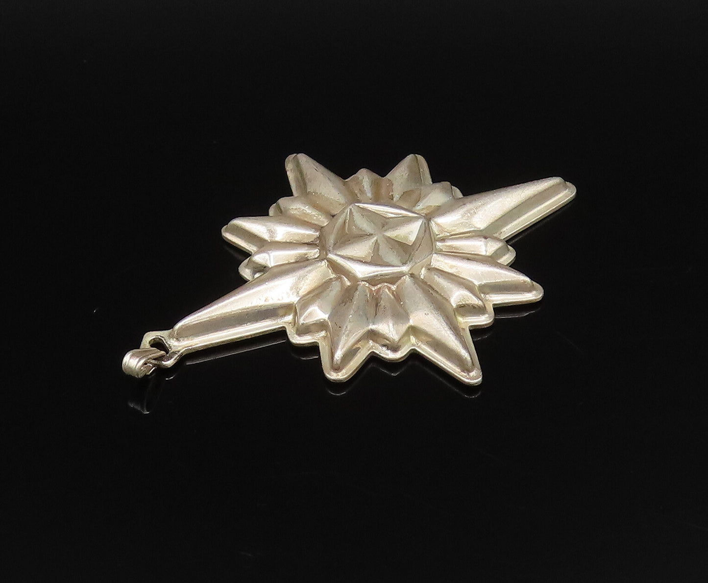 REED & BARTON 925 Silver  Vintage Christmas Star Ornate Drop Pendant  PT21622