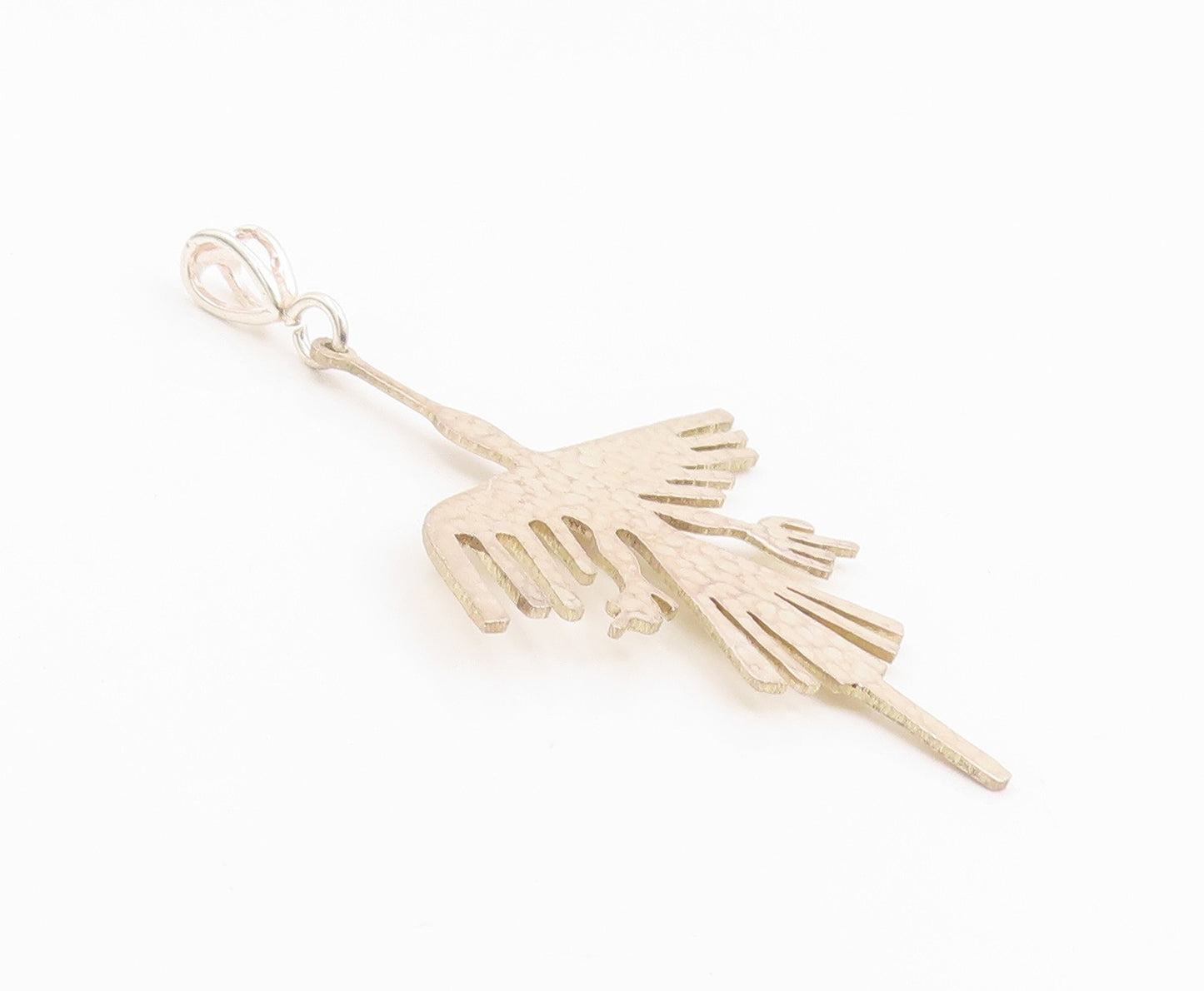 925 Sterling Silver Vintage Pendant PERU Hammered Hummingbird Cutout  PT26006