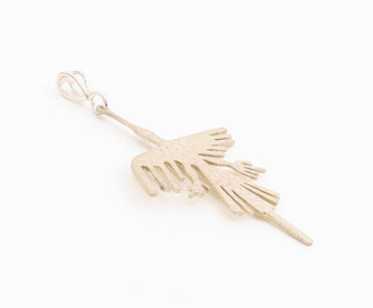 925 Sterling Silver Vintage Pendant PERU Hammered Hummingbird Cutout  PT26006