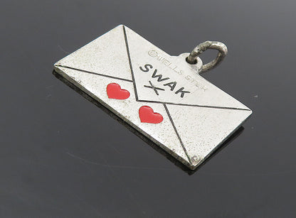 WELLS 925 Sterling Silver  Vintage Letter In Envelope Motif Pendant  PT6370
