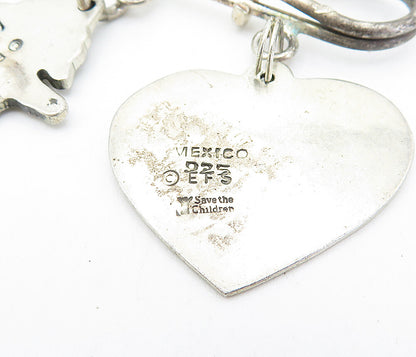 EFS MEXICO 925 Silver  Vintage Shiny Children Heart Charms Brooch Pin  BP1187
