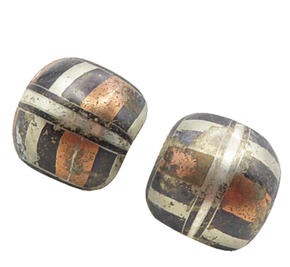 TERRI 925 Sterling Silver  Vintage Three Tone Pattern Drop Earrings  EG4693
