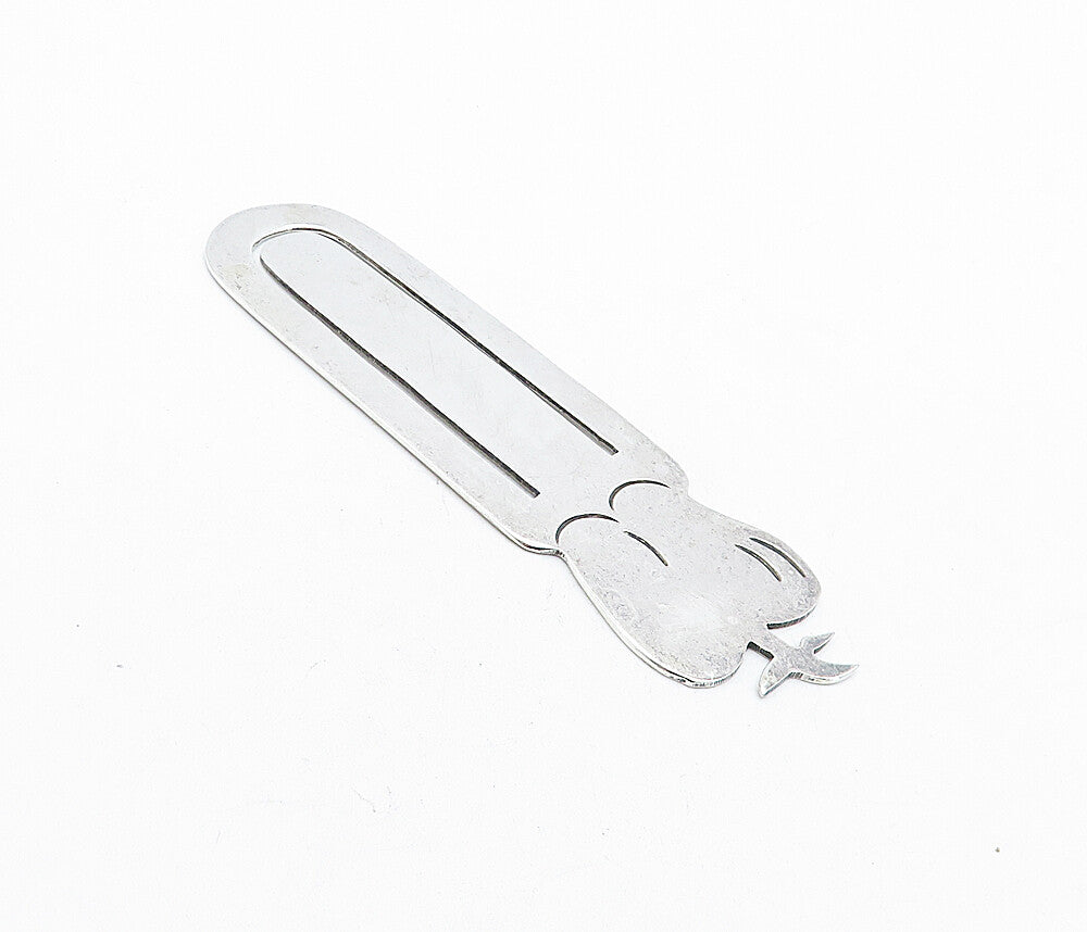 MEXICO 925 Sterling Silver  Vintage Shiny Etched Apple Motif Book Mark  TR1177