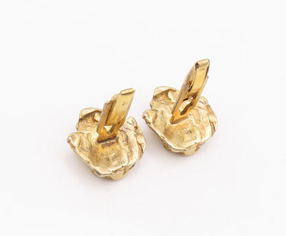 925 Sterling Silver Vintage Cufflinks ISRAEL Gold Plated Brutalist  TR3749