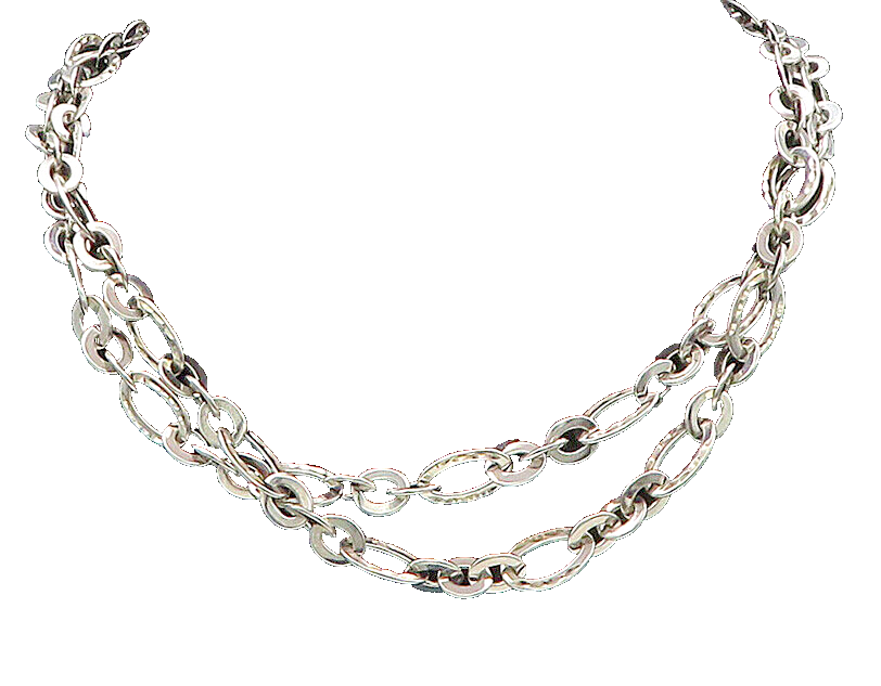 925 Sterling Silver  Vintage Shiny Diamond Cut Oval Chain Necklace  NE2848