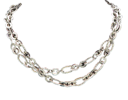 925 Sterling Silver  Vintage Shiny Diamond Cut Oval Chain Necklace  NE2848