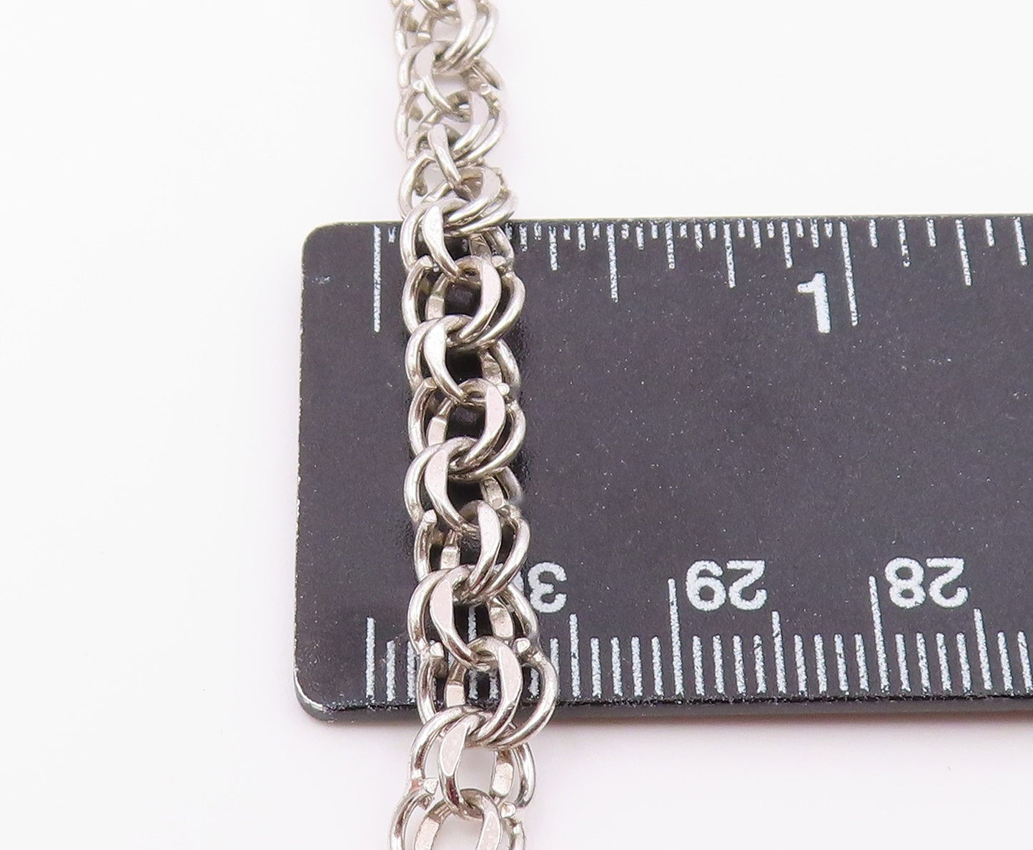 925 Sterling Silver  Vintage P.S. Dupont High Charm Chain Bracelet  BT3787