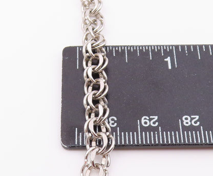 925 Sterling Silver  Vintage P.S. Dupont High Charm Chain Bracelet  BT3787