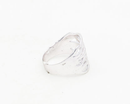 925 Sterling Silver  Shiny Polished Floral Vine Motif Band Ring Sz 10  RG18620