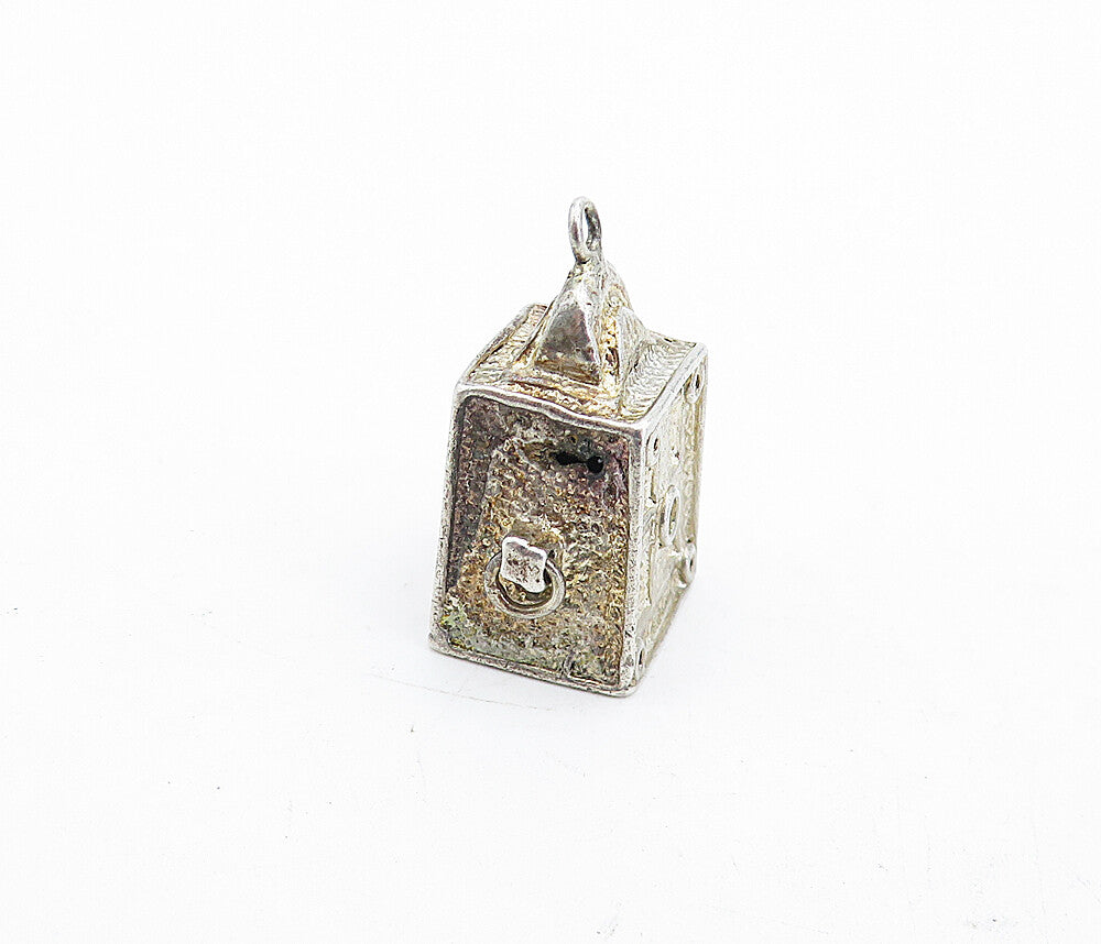 MIDDLE EAST 925 Sterling Silver  Vintage Etched Detail Box Pendant  PT3721