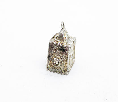 MIDDLE EAST 925 Sterling Silver  Vintage Etched Detail Box Pendant  PT3721