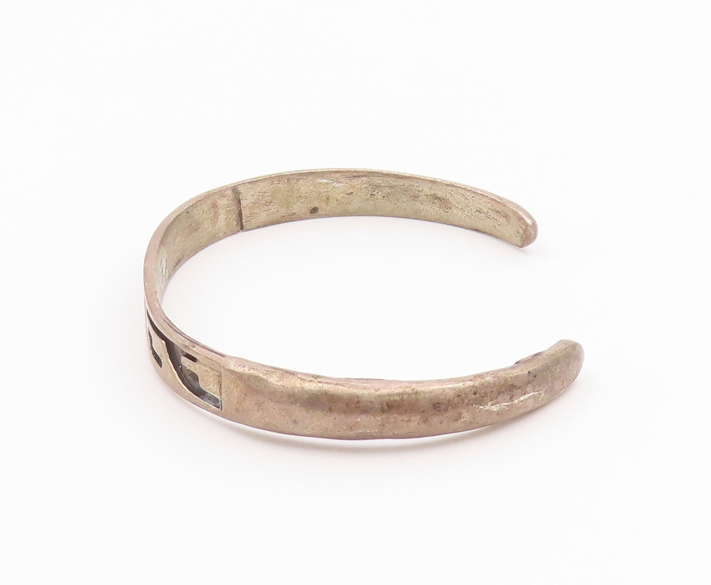 SOUTHWESTERN 925 Sterling Silver Vintage Oxidized Petite Cuff Bracelet BT8795