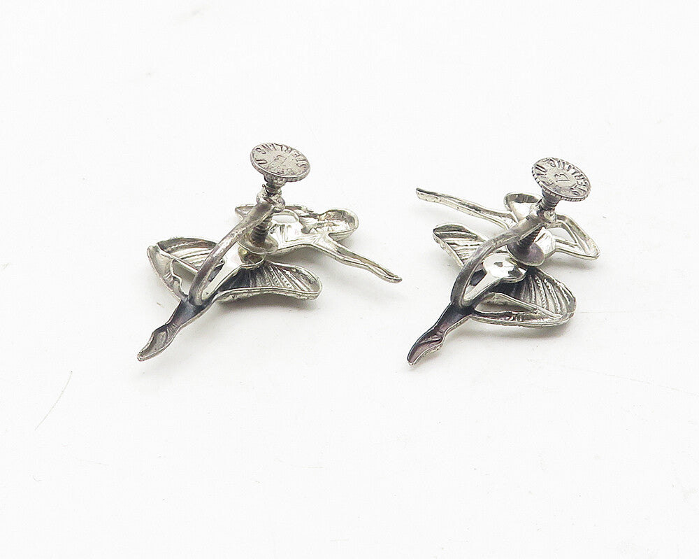 BEAU 925 Sterling Silver  Vintage Ballet Dancer Non Pierce Earrings  EG6181
