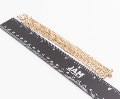 925 Sterling Silver Vintage Bracelet Classic Multi Strand Intricate Link BT11716