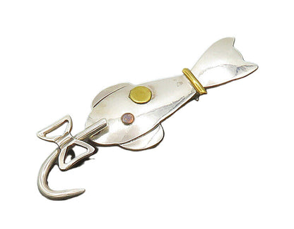 MEXICO 925 Sterling Silver  Vintage Sitting Cat Brooch Pin (MOVES)  BP8251