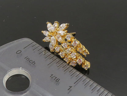 925 Silver  Vintage Topaz Gold Plated Floral Motif Dangle Earrings  EG11500