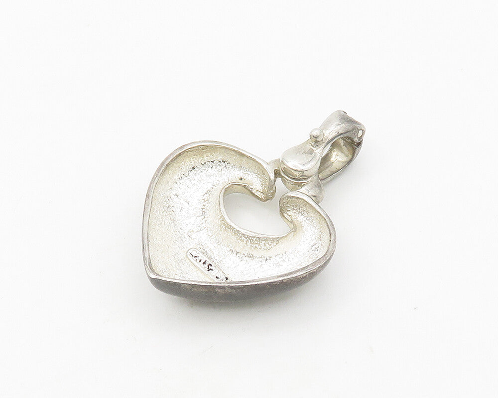 ESPO SIG 925 Sterling Silver  Vintage Shiny Love Heart Dome Pendant  PT14396