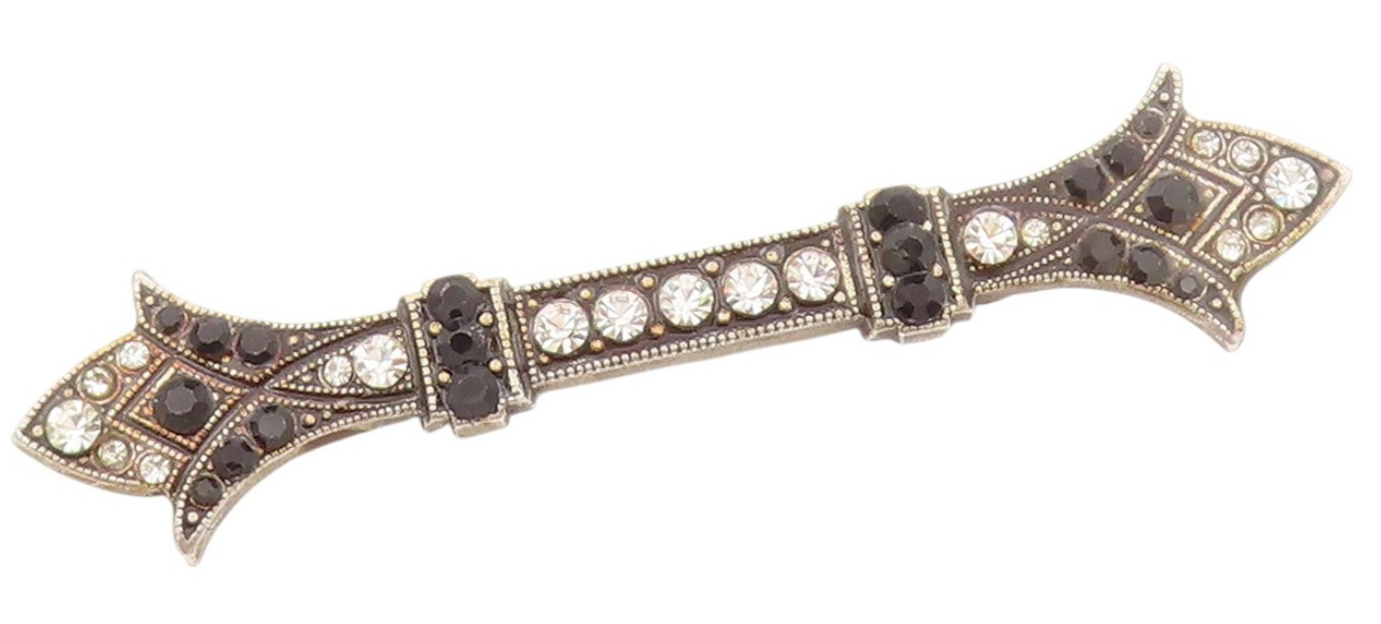 925 Sterling Silver Vintage Brooch Round CZ Geometric Crystal Bar Pin  BP11873