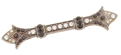 925 Sterling Silver Vintage Brooch Round CZ Geometric Crystal Bar Pin  BP11873
