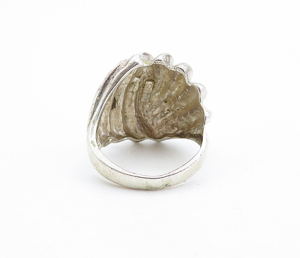 925 Sterling Silver  Vintage Modernist Shiny Etched Band Ring Sz 7.5  RG4746