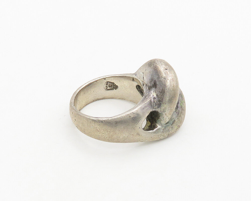 MEXICO 925 Sterling Silver  Vintage Dark Tone Loop Knot Band Ring Sz 7 RG19587