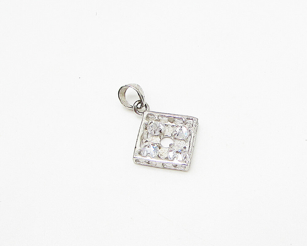 925 Sterling Silver  Inlay White Cubic Zirconia Drop Pendant  PT2005
