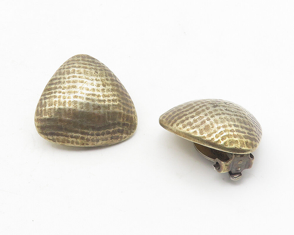 925 Sterling Silver  Vintage Hollow Triangle Dome Non Pierce Earrings  EG5970