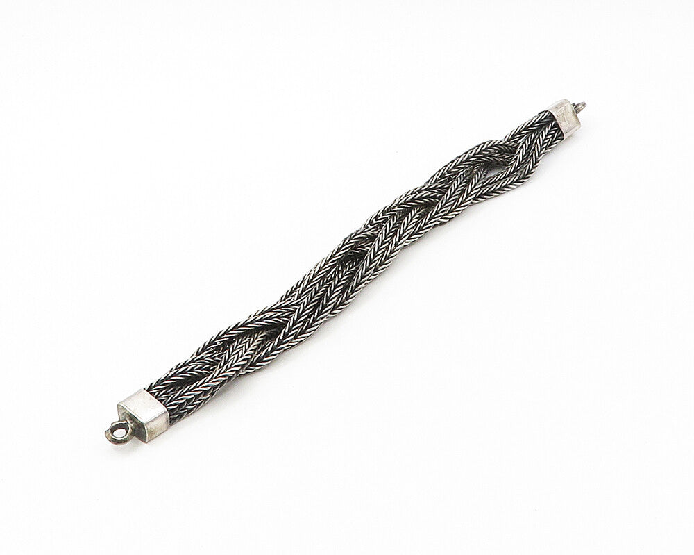 MIDDLE EAST 925 Sterling Silver Vintage Multi Strand Wheat Chain Bracelet BT6965