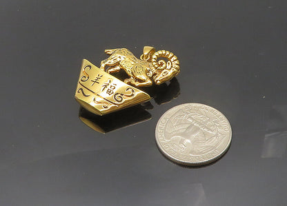 925 Sterling Silver  Vintage Shiny Chinese Year Of Ram Zodiac Pendant  PT16130